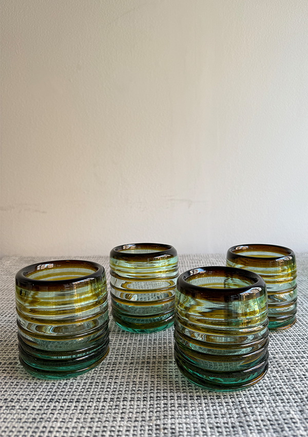 Stripes Thick Glass x 4