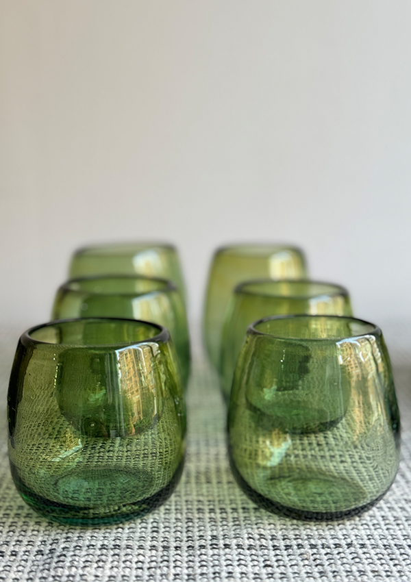 Short Green Glass x 6